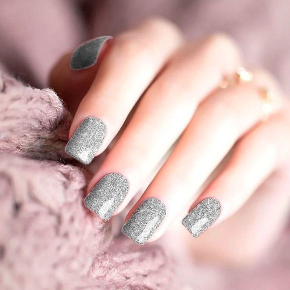 Colour Flash - Knight in Shining Armor, luminous silver glitter nail wraps